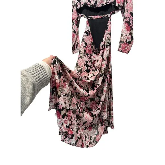 Bardot Garden Floral Maxi Dress Womens Small Pink Fairy Coquette Cutout Flare - Picture 11 of 16